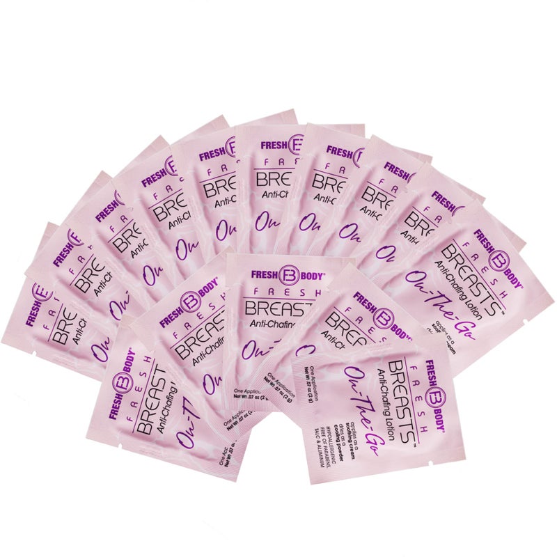 Fresh Body FB Breasts OnTheGo AntiChafing Deodorant Lotion to Powder  Unscented 007 oz Travel Size 60 Pack Soothing Lotion for Women  No Talc Aluminum or Fragrance